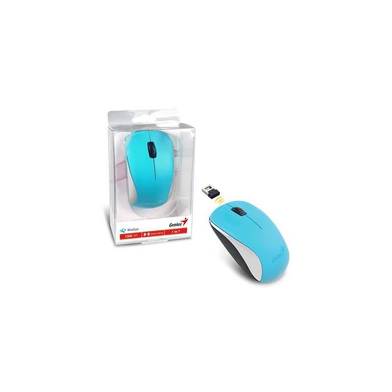 Genius NX-7000 Wireless Mouse, 2.4 GHz with USB Pico Receiver, Adjustable DPI levels up to 1200 DPI, 3 Button with Scroll Wheel,