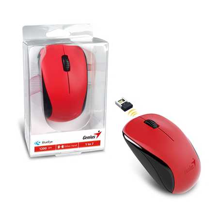 Genius NX-7000 Wireless Mouse, 2.4 GHz with USB Pico Receiver, Adjustable DPI levels up to 1200 DPI, 3 Button with Scroll Wheel,