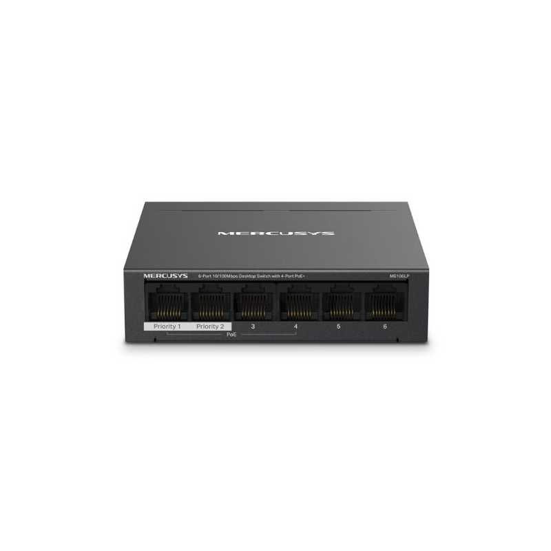 Mercusys (MS106LP) 6-Port 10/100Mbps Desktop Switch with 4-Port PoE+, Metal Case	