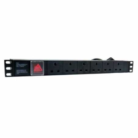 Spire 6 Port Horizontal 1U Power Distribution Unit, 13 Amp, 3M Cable, Black