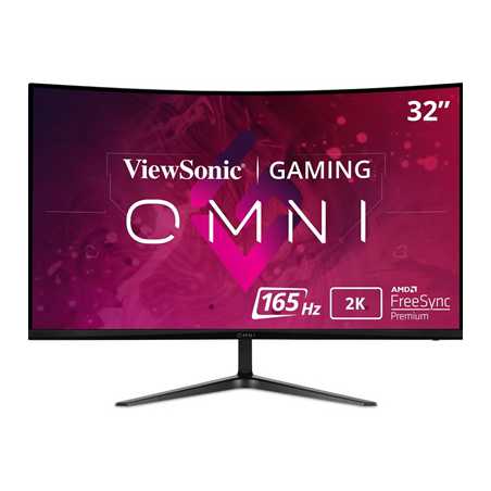 Viewsonic Omni VX3218C-2K 32 Inch Curved Gaming Monitor, QHD, 165Hz, Freesync, 2xHDMI, DisplayPort, 1ms VESA, Speakers