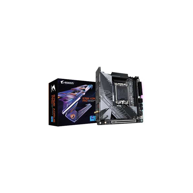 Gigabyte B760I AORUS PRO DDR5 Motherboard, Intel Socket 1700, 1x PCIe 4.0 x16, 2x PCIe 4.0 x4 M.2, USB Type-C with USB 3.2 Gen 2