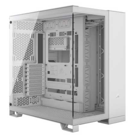 Corsair 6500X Dual Chamber Gaming Case w/ Glass Side & Front, ATX, No Fans Inc., Mesh Panels, USB-C, White