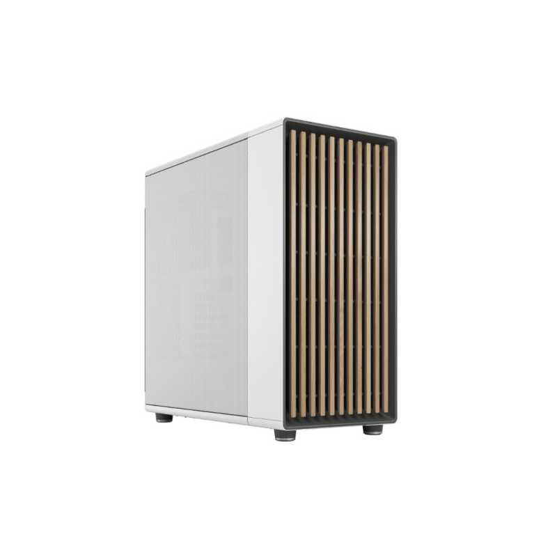 Fractal Design North XL Chalk White (White Solid) Case, E-ATX, Fine Mesh Side, 3 PWM Fans, USB-C, Oak Front