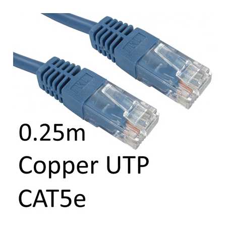 RJ45 (M) to RJ45 (M) CAT5e 0.25m Blue OEM Moulded Boot Copper UTP Network Cable