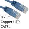 RJ45 (M) to RJ45 (M) CAT5e 0.25m Blue OEM Moulded Boot Copper UTP Network Cable