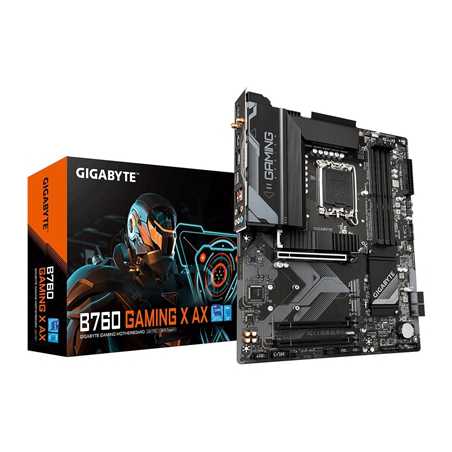 Gigabyte B760 GAMING X AX Intel 1700 Socket Motherboard, ATX, 4x DDR5 Slots, 3x M.2 Sockets, 1x USB-C Port, Fitted I/O Shield, W