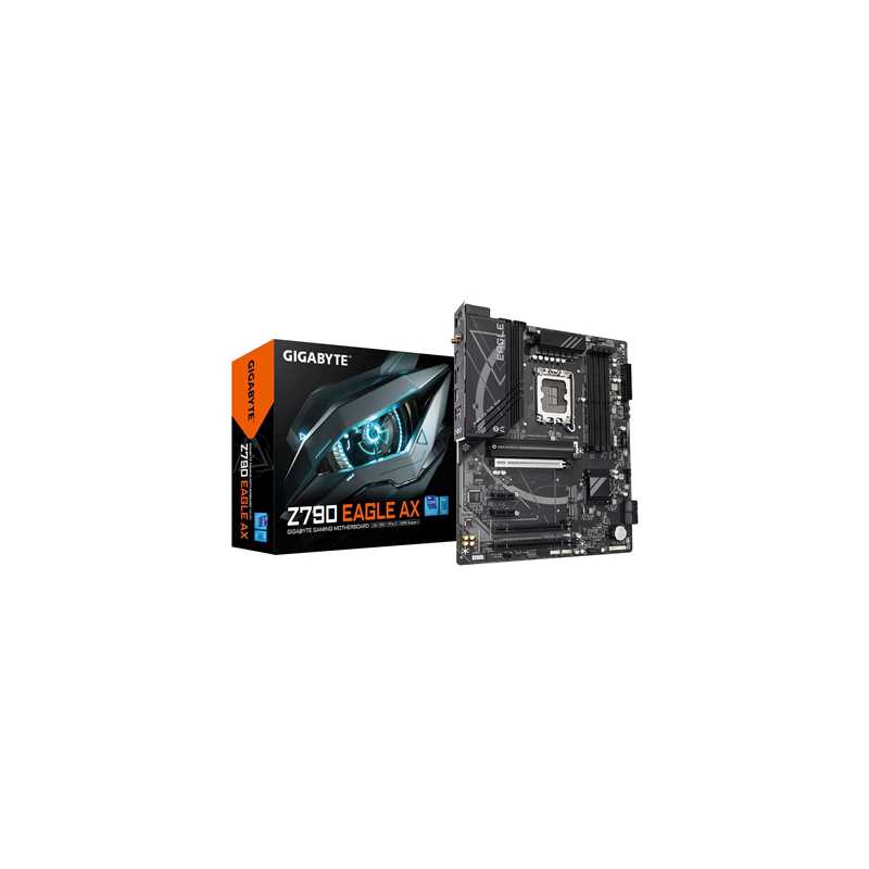 Gigabyte Z790 EAGLE AX Intel 1700 Socket Motherboard, ATX, 4x DDR5 Slots, 3x M.2 Sockets, 1x USB-C Port, Fitted I/O Shield, Wi-F