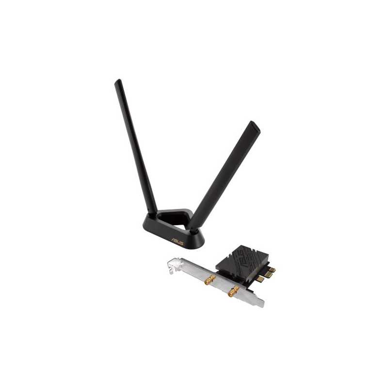 Asus (PCE-BE92BT) BE9400 Wi-Fi 7 Tri-Band PCI Express Adapter, Bluetooth 5.4, WPA3, External Base/Antennas