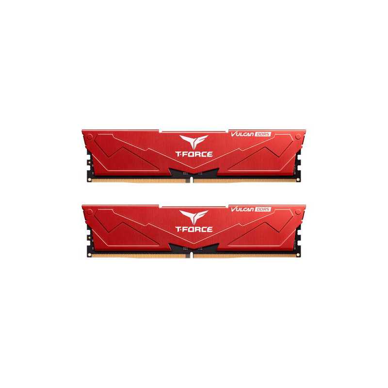 Team T-Force Vulcan 32GB Kit (2 x 16GB), DDR5, 6000MHz (PC5-48000), CL38, ECC, XMP 3.0, PMIC, DIMM Memory, Red