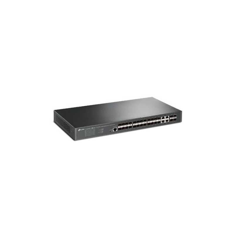 TP-LINK (TL-SG3428XF) JetStream 24-Port SFP L2+ Managed Switch w/ 4 10GE SFP+ Slots, Dual Redundant PSUs, Rackmountable