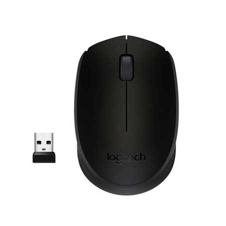 Logitech Wireless Mouse M171, Compact Ambidextrous Curve Design, 12-Month Battery, 2.4 GHz wireless connection, Black