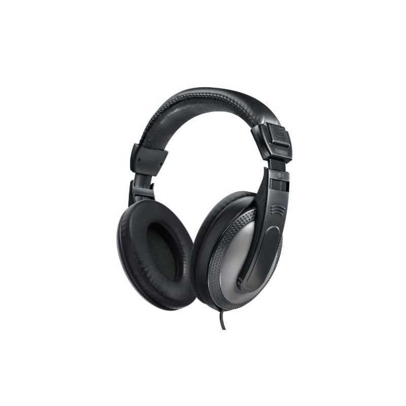 Hama ShellTV Headphones, 3.5 mm Jack (6.35mm Adapter), 40mm Drivers, 2m Cable, Padded Headband, Black/Dark Grey