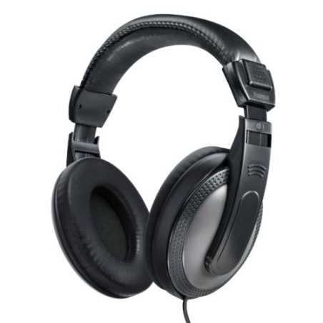 Hama ShellTV Headphones, 3.5 mm Jack (6.35mm Adapter), 40mm Drivers, 2m Cable, Padded Headband, Black/Dark Grey