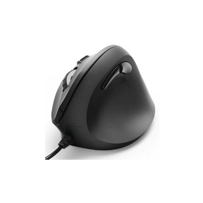 Hama Vertical Ergonomic EMC-500 Wired Optical Mouse, 6 Buttons, Browser Buttons, 1000-1800 DPI, Black *Right Handed version*