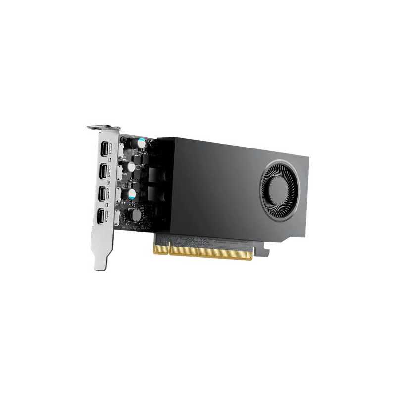 PNY RTXA1000 Professional Graphics Card, 8GB DDR6, 4 miniDP 1.4 (4x DP adapters), 2304 CUDA Cores, Low Profile (Bracket Included