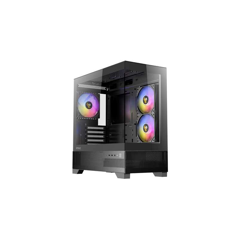 ANTEC CX500M Micro Tower Gaming Case, Black, 2  x USB 3.0 / 1 x USB Type-C, Tempered Glass Side Panel, Micro-ATX/ITX