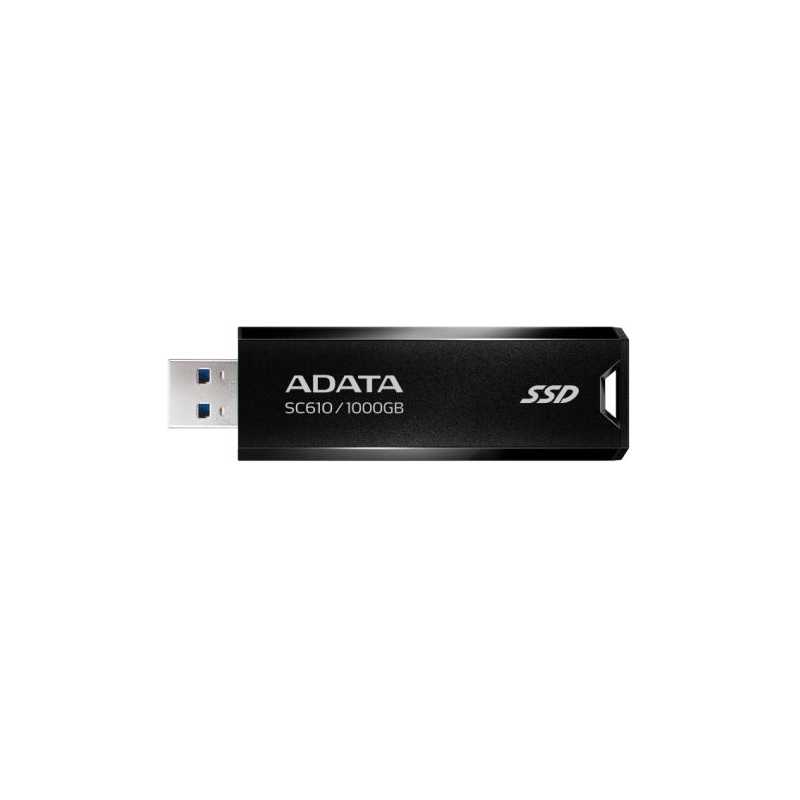 Adata SC610 1TB Pocket Size External SSD, USB 3.2 Gen2 Type-A, Capless Retractable Design, Key Ring