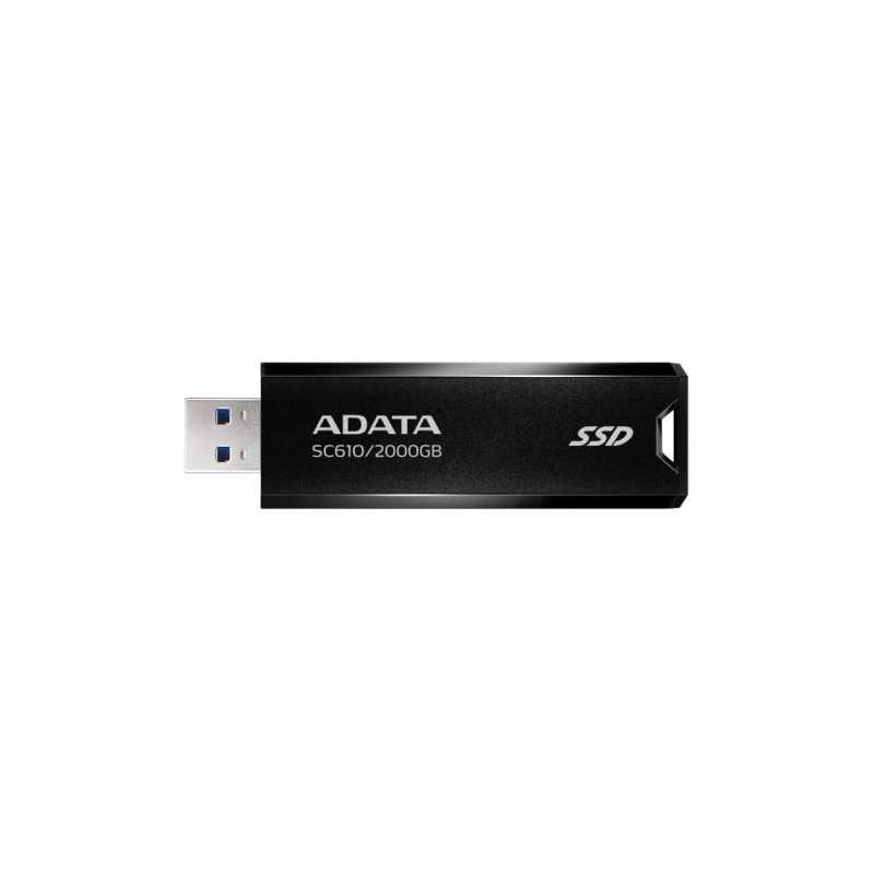 Adata SC610 2TB Pocket Size External SSD, USB 3.2 Gen2 Type-A, Capless Retractable Design, Key Ring