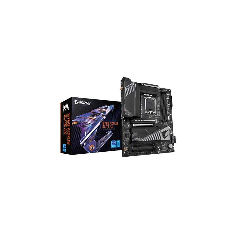 Gigabyte B760 AORUS ELITE AX Intel 1700 Socket Motherboard, ATX, 4x DDR5 Slots, 3x M.2 Sockets, 2x USB-C Port, Fitted I/O Shield