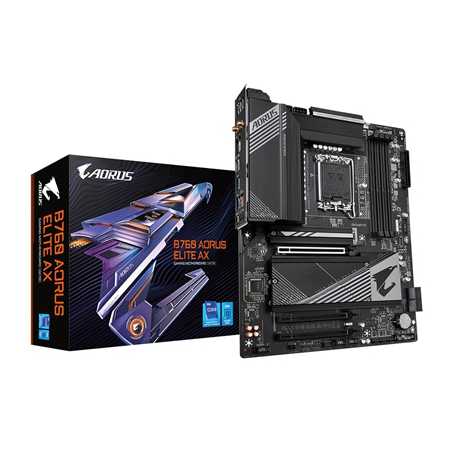 Gigabyte B760 AORUS ELITE AX Intel 1700 Socket Motherboard, ATX, 4x DDR5 Slots, 3x M.2 Sockets, 2x USB-C Port, Fitted I/O Shield