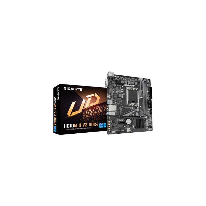 Gigabyte H610M H V3 DDR4 Intel 1700 Socket Motherboard, Micro-ATX, 2x DDR4 Slots, 1x M.2 Socket, 1x D-Sub / 1x HDMI Port