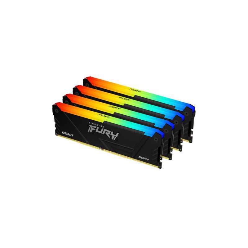 Kingston Fury Beast RGB 32GB Kit (4 x 8GB), DDR4, 3200MHz (PC4-25600), CL16, XMP, DIMM Memory