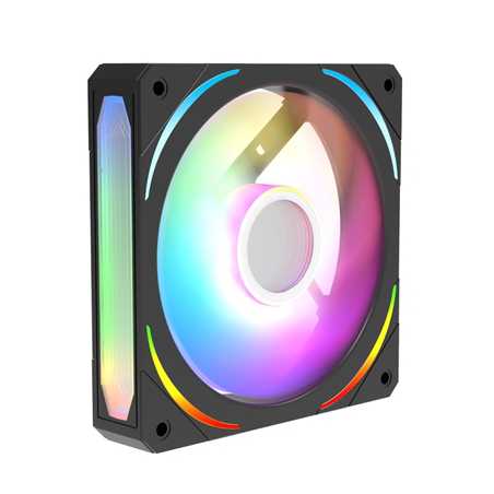 CIT Lightning 120mm Three-Sided Infinity ARGB Black 3-Pin PC Cooling Fan - High-Performance RGB Case Fan