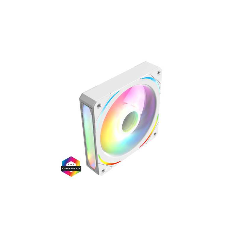 CIT Lightning 120mm Three-Sided Infinity ARGB White 3-Pin PC Cooling Fan - High-Performance RGB Case Fan