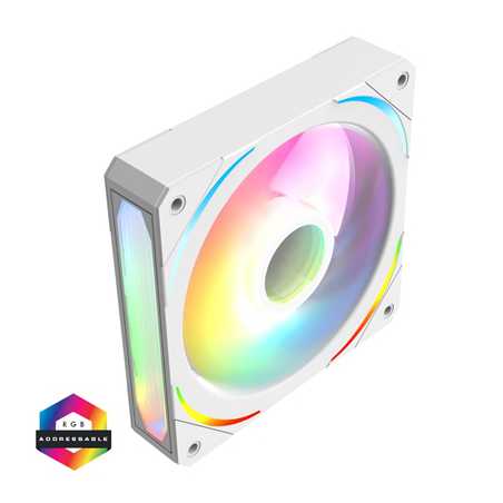 CIT Lightning 120mm Three-Sided Infinity ARGB White 3-Pin PC Cooling Fan - High-Performance RGB Case Fan