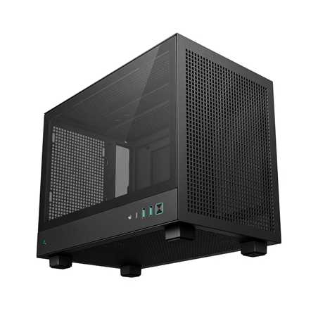 DeepCool CH160 Ultra-Portable Gaming Case Black Micro Tower with Tempered Glass Side Window Panel, Advanced Cooling, USB 3.0/USB