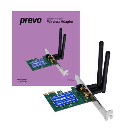 Prevo 300mbps PCI Express Wireless Adapter with Additional Low Profile Bracket