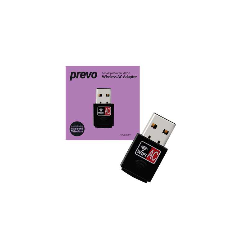 Prevo USBW5 600Mbps Dual Band USB Wireless AC Network Adapter