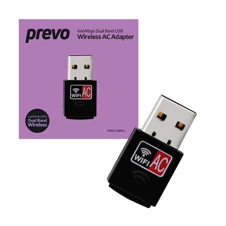 Prevo USBW5 600Mbps Dual Band USB Wireless AC Network Adapter