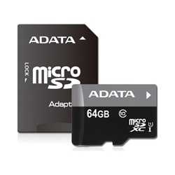 Adata Premier 64GB Micro SDHC UHS-I Class 10 Memory Card with Adaptor