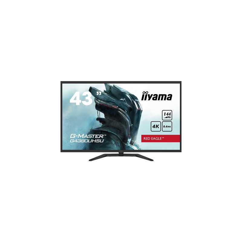 iiyama G-Master G4380UHSU-B1 Red Eagle 43 Inch Gaming Monitor, Black, VA panel, 144hz, 4K, 0.4ms, FreeSync, HDMI, DisplayPort, U