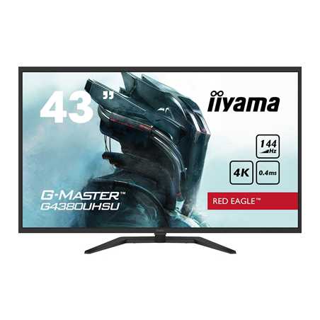 iiyama G-Master G4380UHSU-B1 Red Eagle 43 Inch Gaming Monitor, Black, VA panel, 144hz, 4K, 0.4ms, FreeSync, HDMI, DisplayPort, U