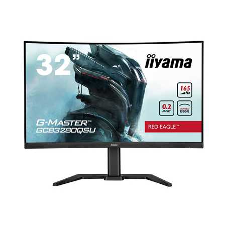 iiyama G-Master GCB3280QSU-B1 Red Eagle 32 Inch Curved Gaming Monitor, Black, 2560x1440, 0.2ms, 165hz, FreeSync, HDMI, Display P