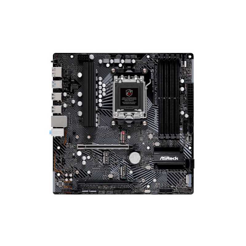 Asrock B650M PG LIGHTNING, AMD B650, AM5, Micro ATX, 4 DDR5, HDMI, DP, 2.5G LAN, PCIe4, 3x M.2