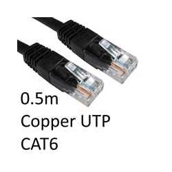 RJ45 (M) to RJ45 (M) CAT6 0.5m Black OEM Moulded Boot Copper UTP Network Cable