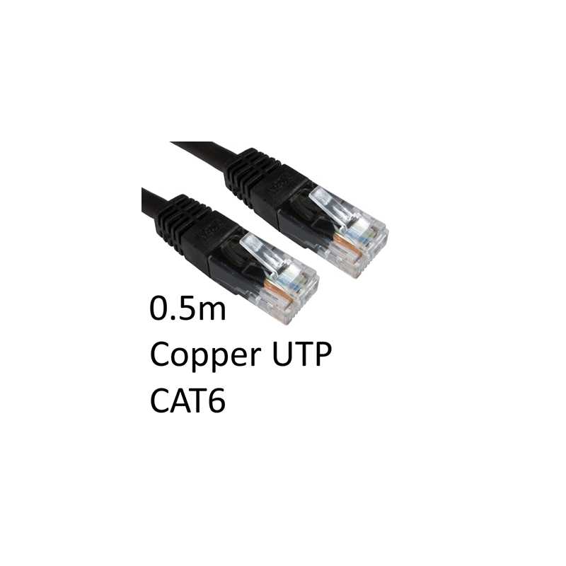 RJ45 (M) to RJ45 (M) CAT6 0.5m Black OEM Moulded Boot Copper UTP Network Cable