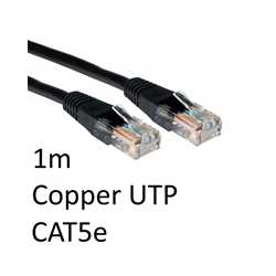 RJ45 (M) to RJ45 (M) CAT5e 1m Black OEM Moulded Boot Copper UTP Network Cable