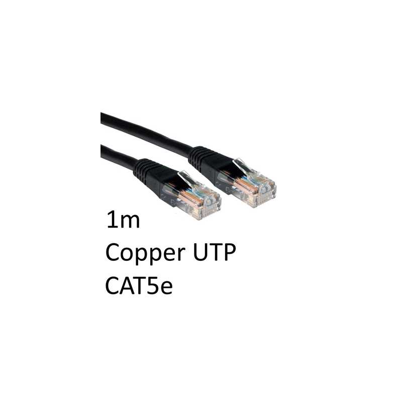 RJ45 (M) to RJ45 (M) CAT5e 1m Black OEM Moulded Boot Copper UTP Network Cable