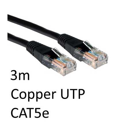 RJ45 (M) to RJ45 (M) CAT5e 3m Black OEM Moulded Boot Copper UTP Network Cable