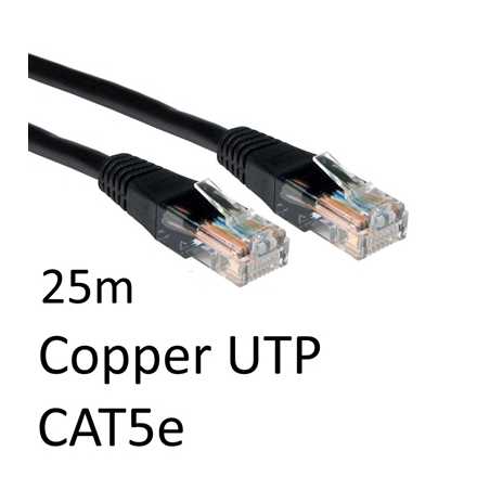 RJ45 (M) to RJ45 (M) CAT5e 25m Black OEM Moulded Boot Copper UTP Network Cable