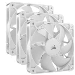 Corsair RS120 PWM 12cm Case Fans (3 Pack), Magnetic Dome Bearing, Daisy-Chain 4-Pin, 2100 RPM, AirGuide Tech, White