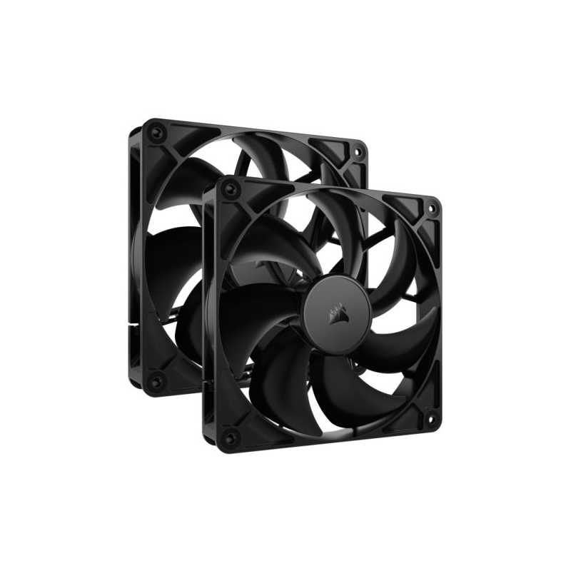 Corsair RS140 PWM 14cm Case Fans (2 Pack), Magnetic Dome Bearing, Daisy-Chain 4-Pin, 1700 RPM, AirGuide Tech, Black