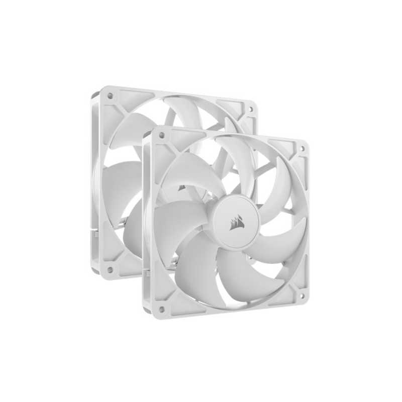 Corsair RS140 PWM 14cm Case Fans (2 Pack), Magnetic Dome Bearing, Daisy-Chain 4-Pin, 1700 RPM, AirGuide Tech, White