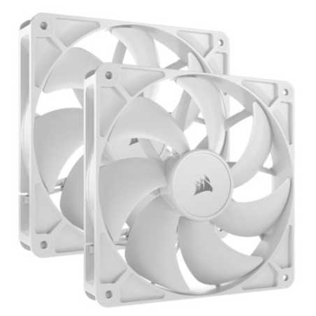 Corsair RS140 PWM 14cm Case Fans (2 Pack), Magnetic Dome Bearing, Daisy-Chain 4-Pin, 1700 RPM, AirGuide Tech, White