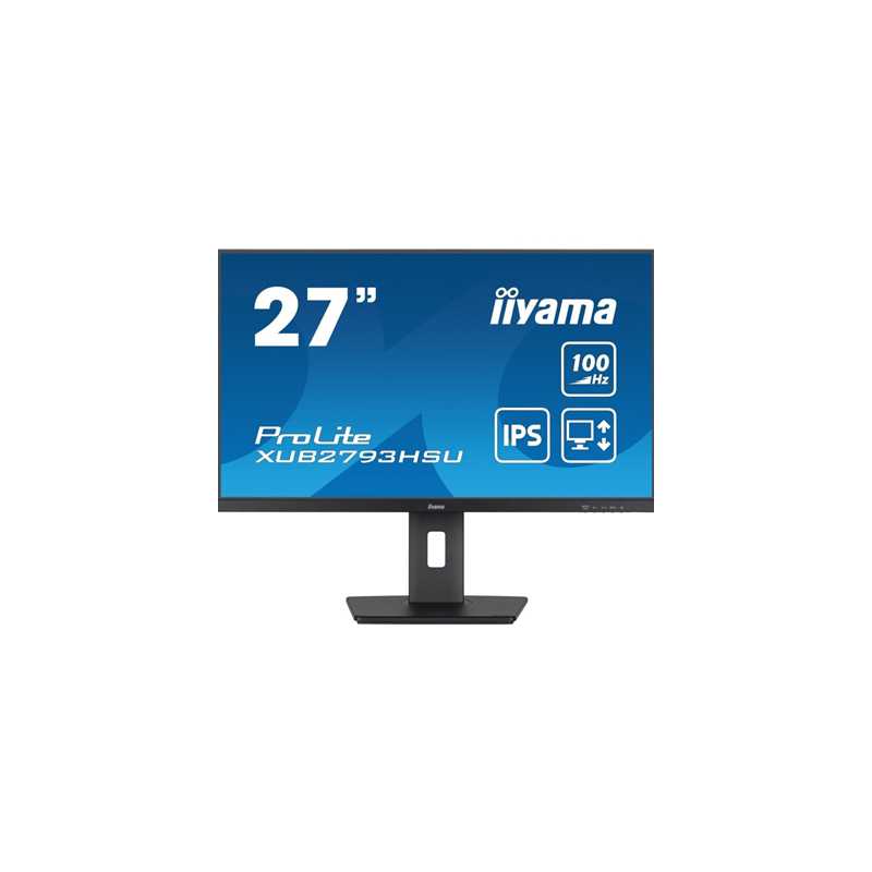 iiyama Prolite XU2793HS-B 27 inch IPS Monitor, Full HD, 1ms, HDMI, DisplayPort, 100Hz, Speakers, Black, Internal PSU, VESA